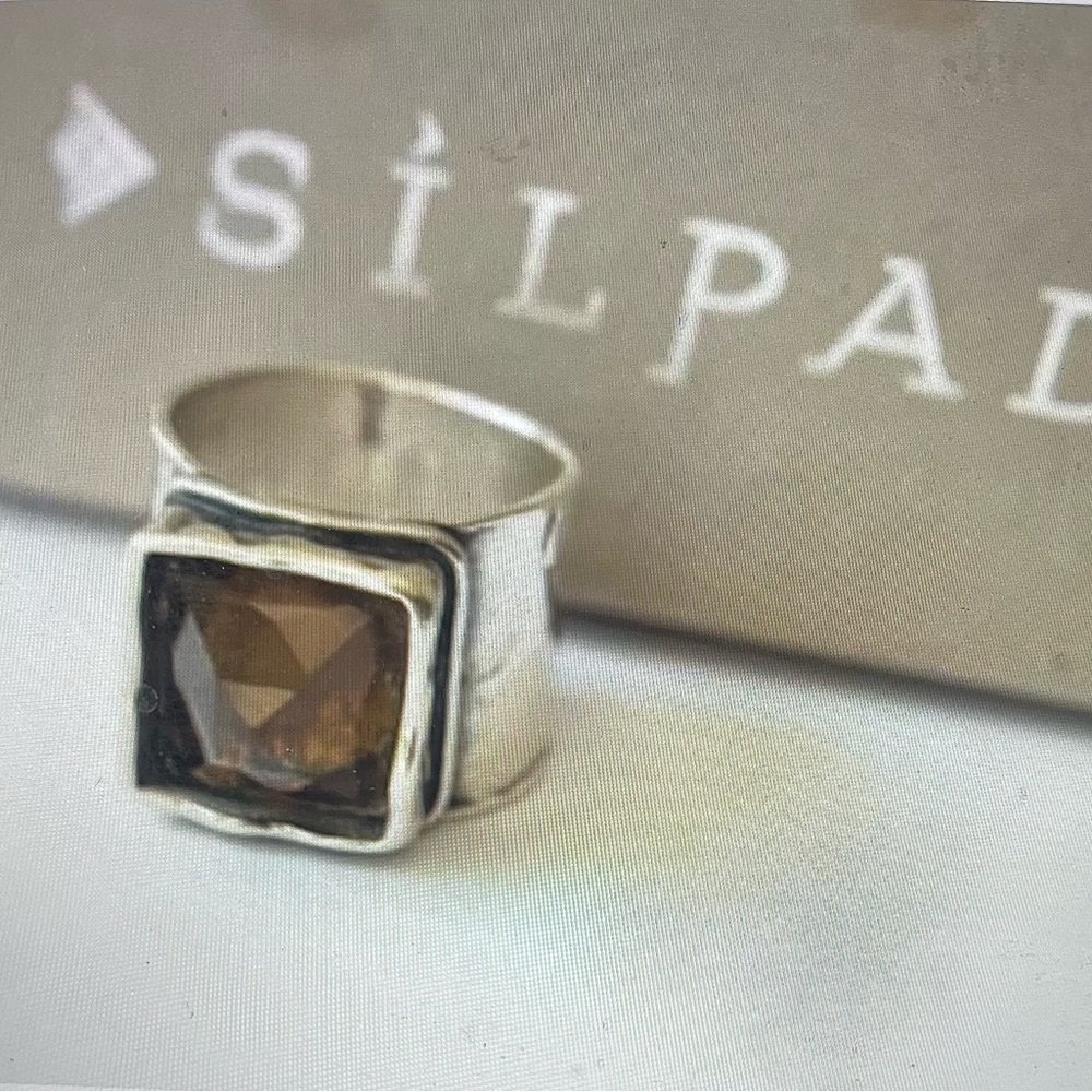 Silpada Brown Smokey quartz 935 Sterling Silver Ring - Picture 4 of 5